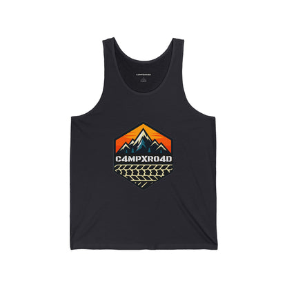 C4MPXRO4D Hexa Shield Camper Badge Tank Top | Gaming Techwear Hacker Style