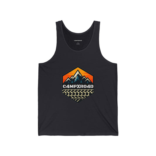 C4MPXRO4D Hexa Shield Camper Badge Tank Top | Gaming Techwear Hacker Style
