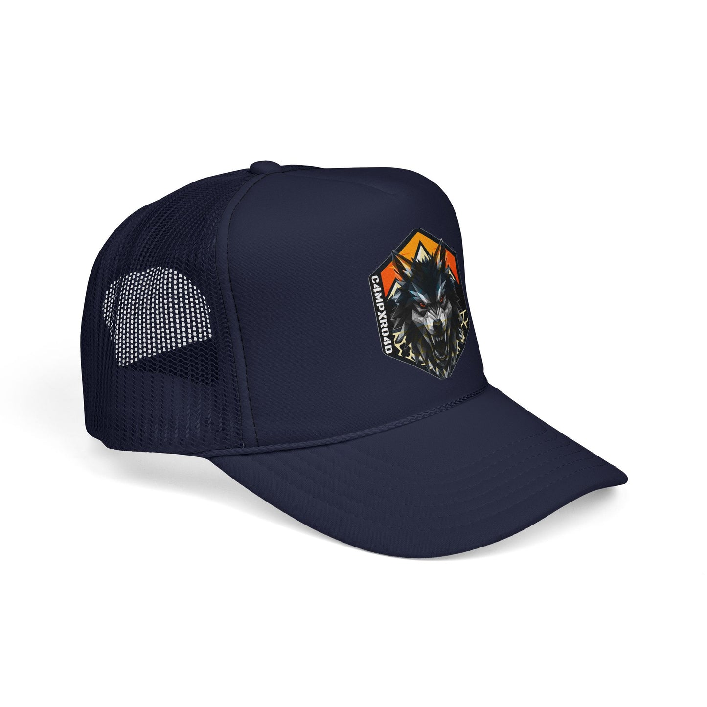 C4MPXRO4D Wolf Shield Camper Badge Trucker Cap | Adventure Mesh Hat