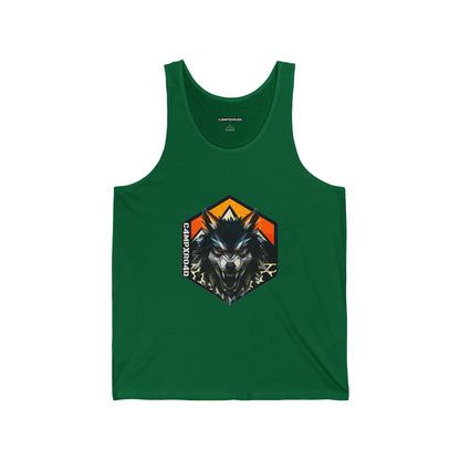 C4MPXRO4D Wolf Shield Camper Badge Tank Top | Gaming Techwear Hacker Style