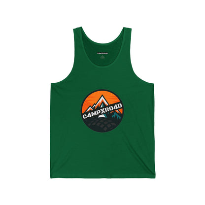 C4MPXRO4D Rounded Shield Camper Badge Tank Top | Gaming Techwear Hacker Style