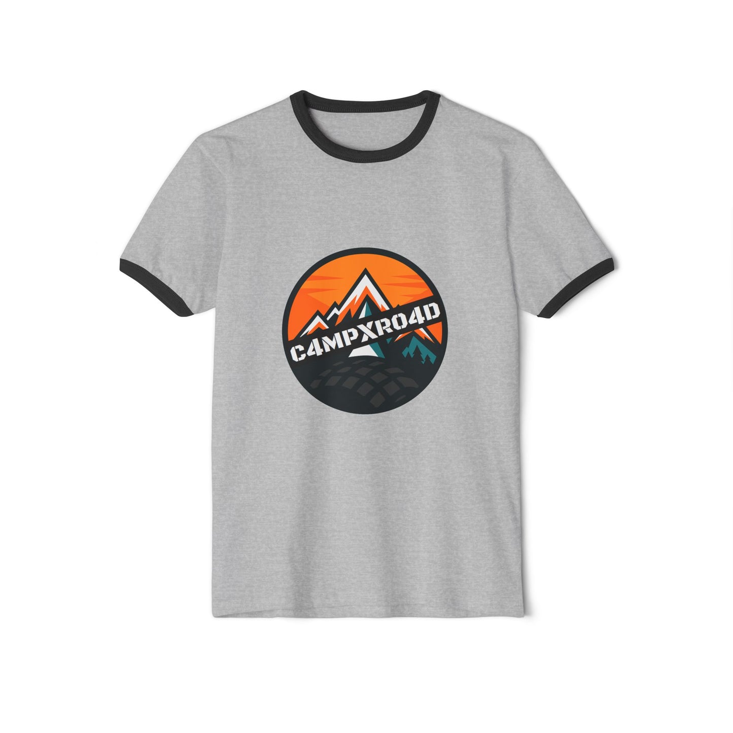 C4MPXRO4D Rounded Shield Camper Badge T-Shirt | ringer style
