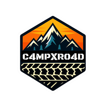 C4MPXRO4D Hexa Shield Camper Badge Sticker | Die-Cut Vinyl Laptop Decal