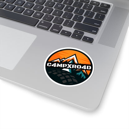 C4MPXRO4D Rounded Shield Camper Badge Sticker | Die-Cut Vinyl Laptop Decal