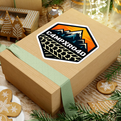 C4MPXRO4D Hexa Shield Camper Badge Sticker | Die-Cut Vinyl Laptop Decal