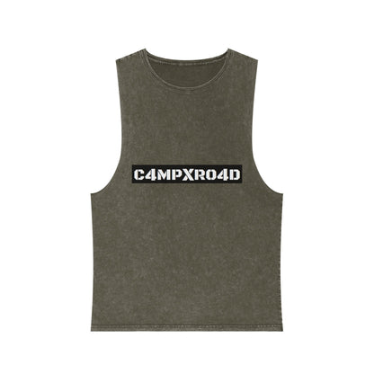C4MPXR04D Tank Top | stonewash black, retro stencil logo