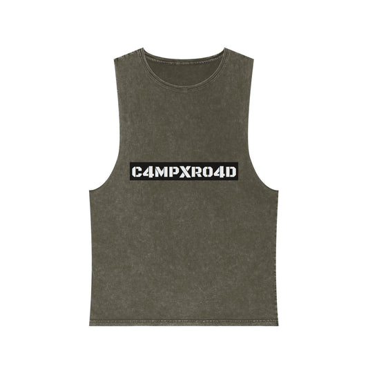 C4MPXR04D Tank Top | stonewash black, retro stencil logo