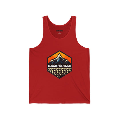 C4MPXRO4D Hexa Shield Camper Badge Tank Top | Gaming Techwear Hacker Style