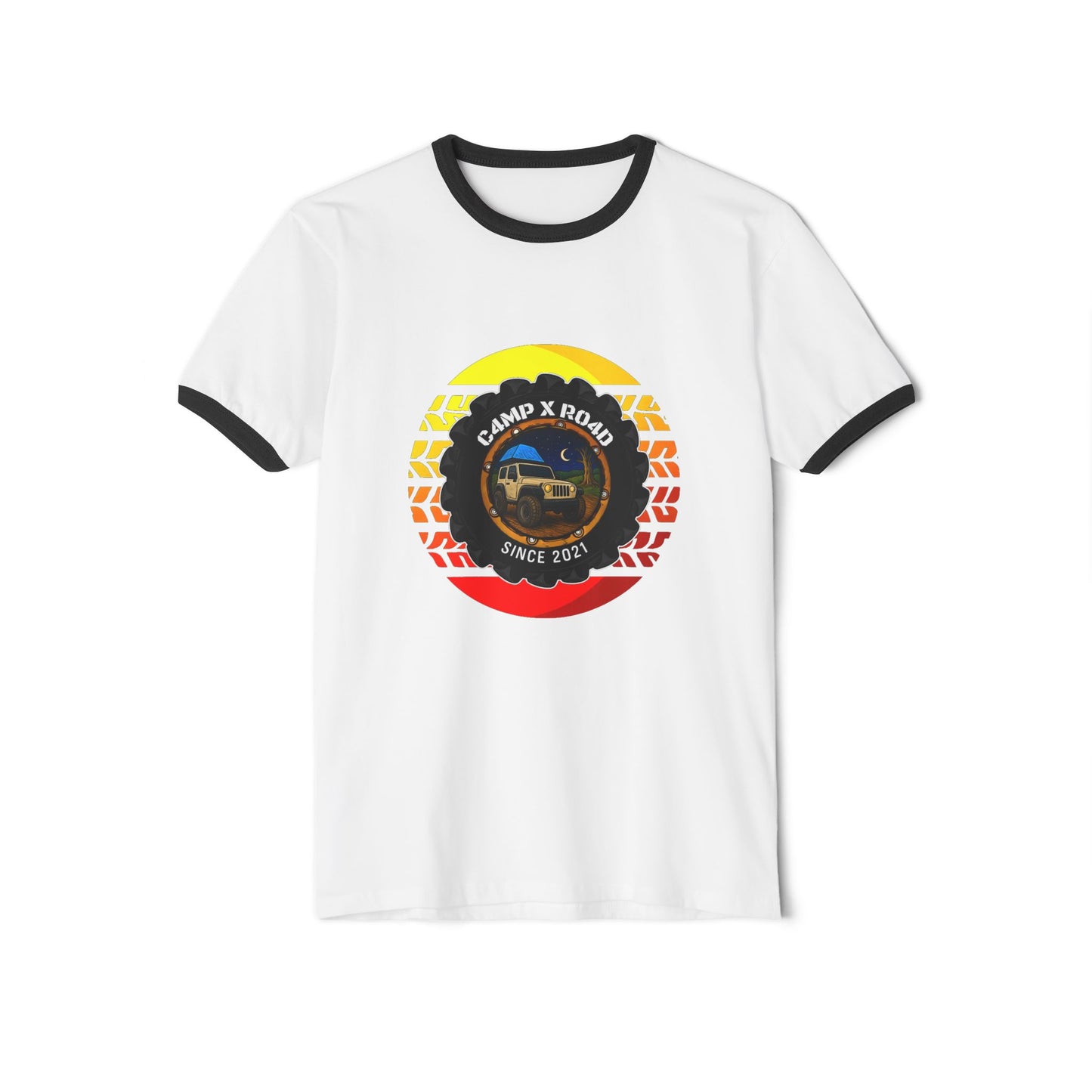C4MPXRO4D Summer Camper Badge T-Shirt | ringer style
