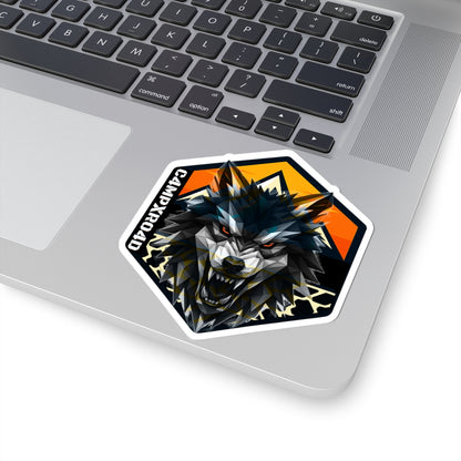 C4MPXRO4D Wolf Shield Camper Badge Sticker | Die-Cut Vinyl Laptop Decal