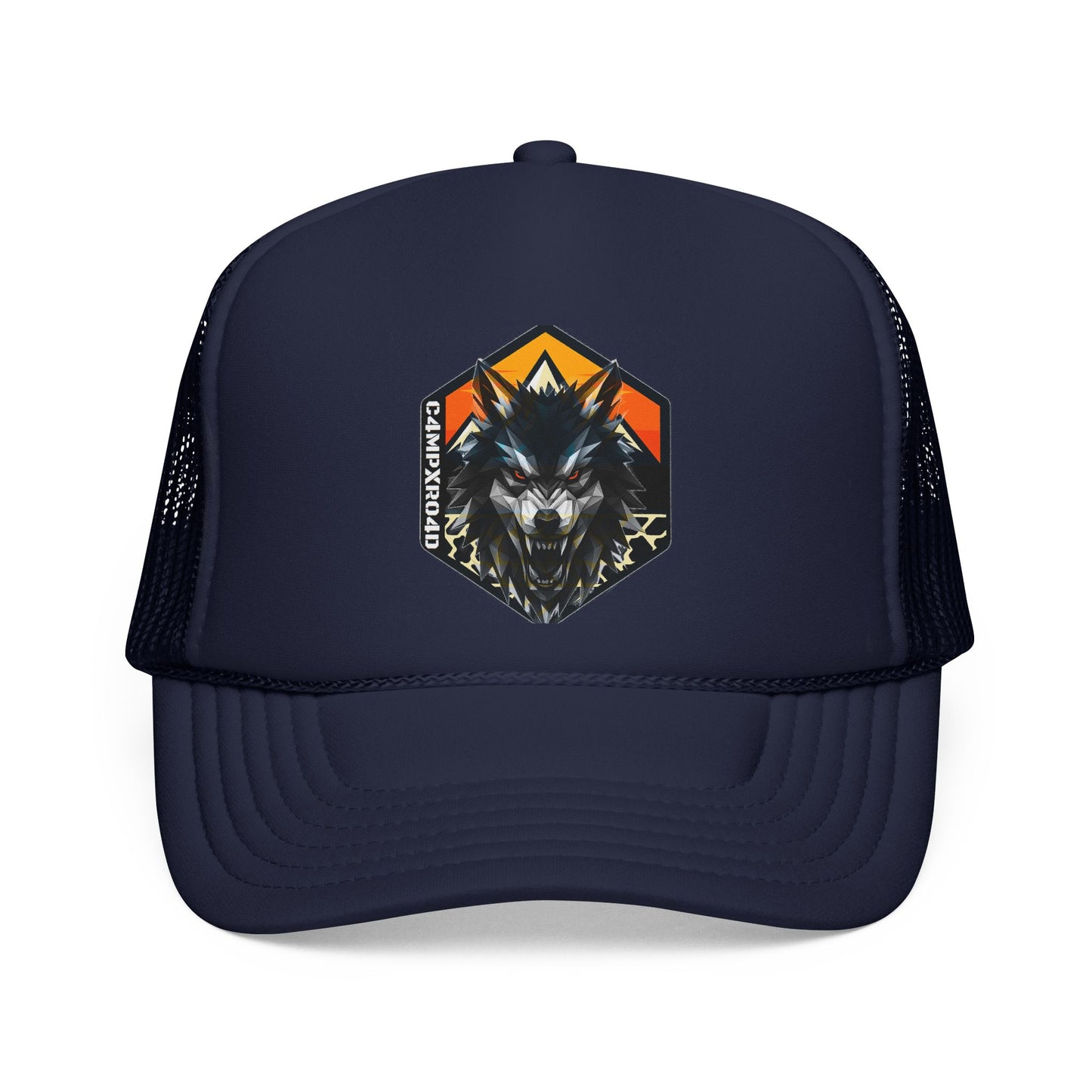 C4MPXRO4D Wolf Shield Camper Badge Trucker Cap | Adventure Mesh Hat