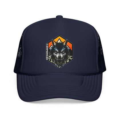 C4MPXRO4D Wolf Shield Camper Badge Trucker Cap | Adventure Mesh Hat