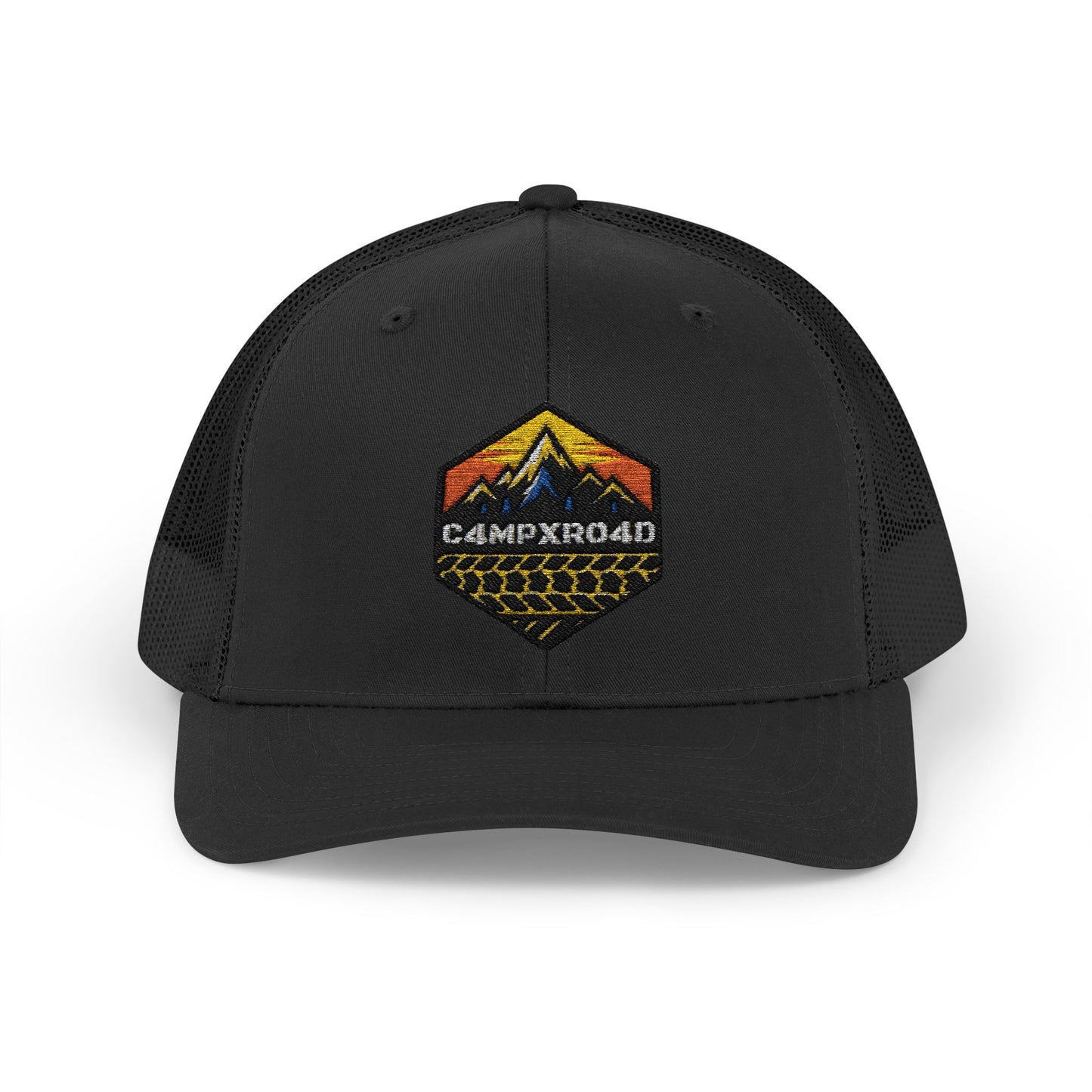 C4MPXRO4D Hexa Shield Camper Badge Cap | Trucker Snapback Mesh Hat