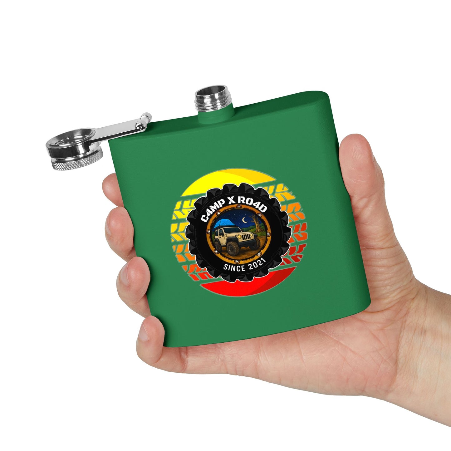 C4MPXRO4D Summer Camper Badge Flask