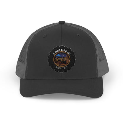 C4MPXRO4D Camper Badge Cap | Trucker Snapback Mesh Hat