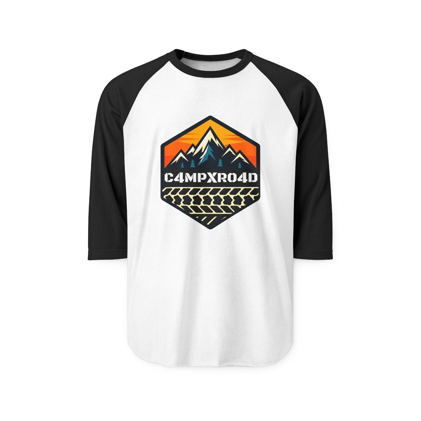 C4MPXRO4D Hexa Shield Camper Badge Raglan Shirt | Gaming Code Baseball Tee