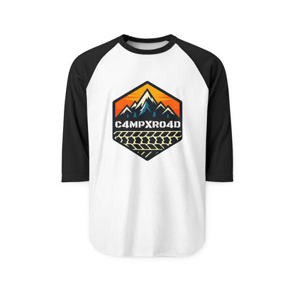 C4MPXRO4D Hexa Shield Camper Badge Raglan Shirt | Gaming Code Baseball Tee