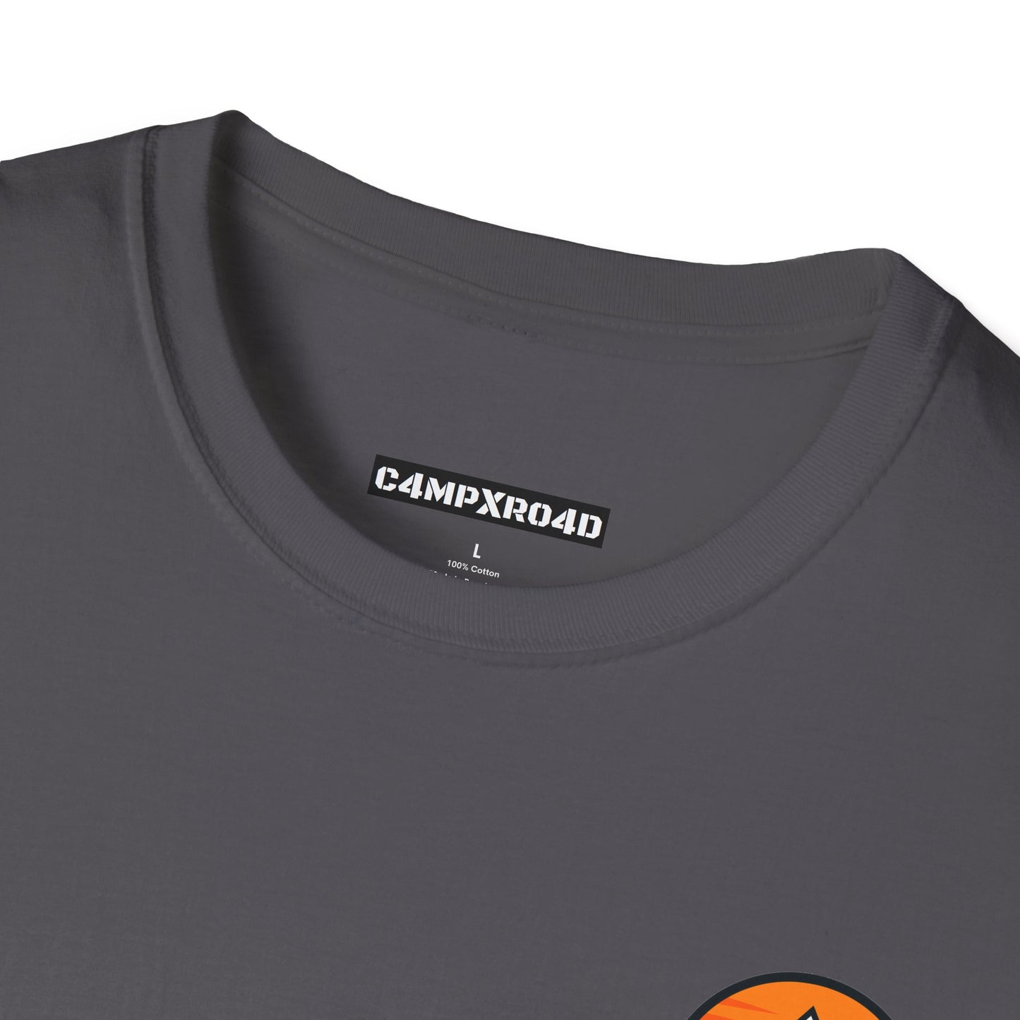 C4MPXRO4D Tiny Rounded Shield Camper Badge Soft Tee | Graphic T-Shirt