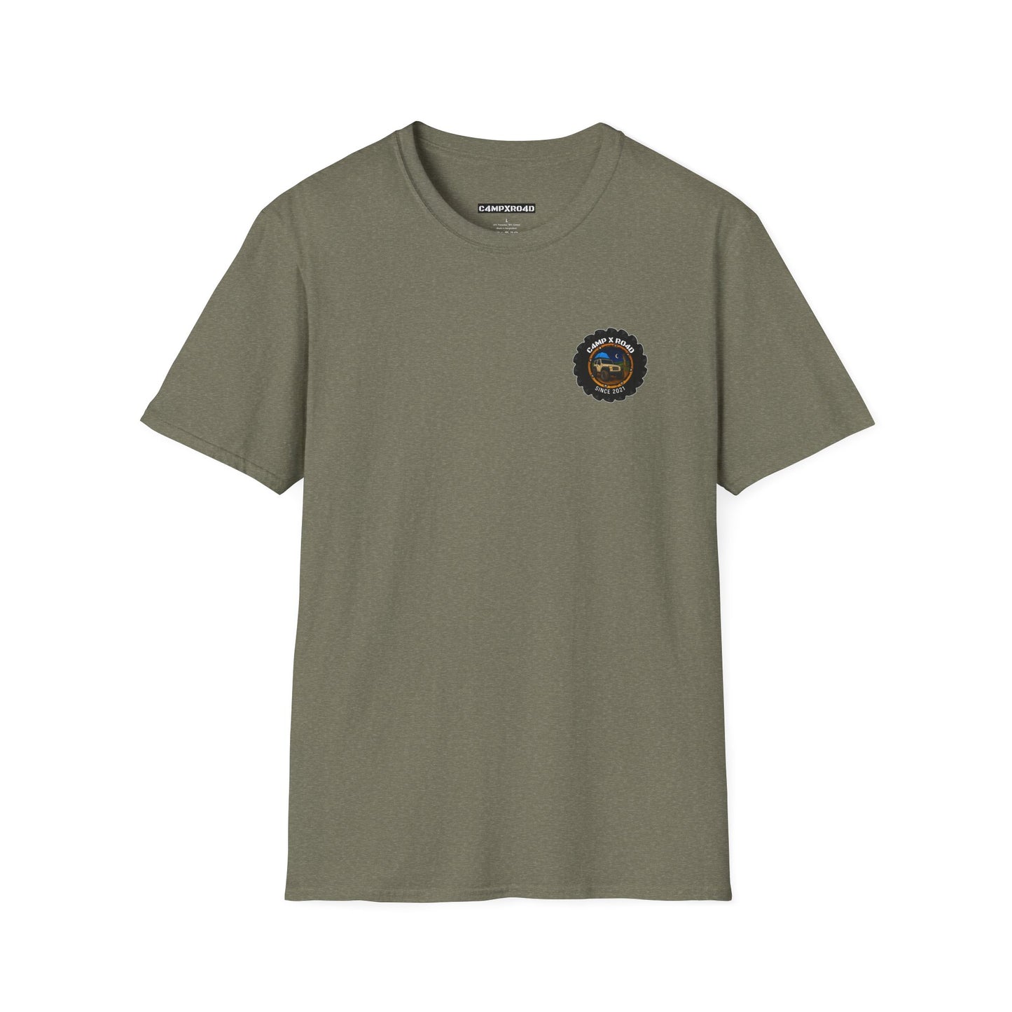 C4MPXRO4D Tiny Camper Badge Soft Tee | Graphic T-Shirt