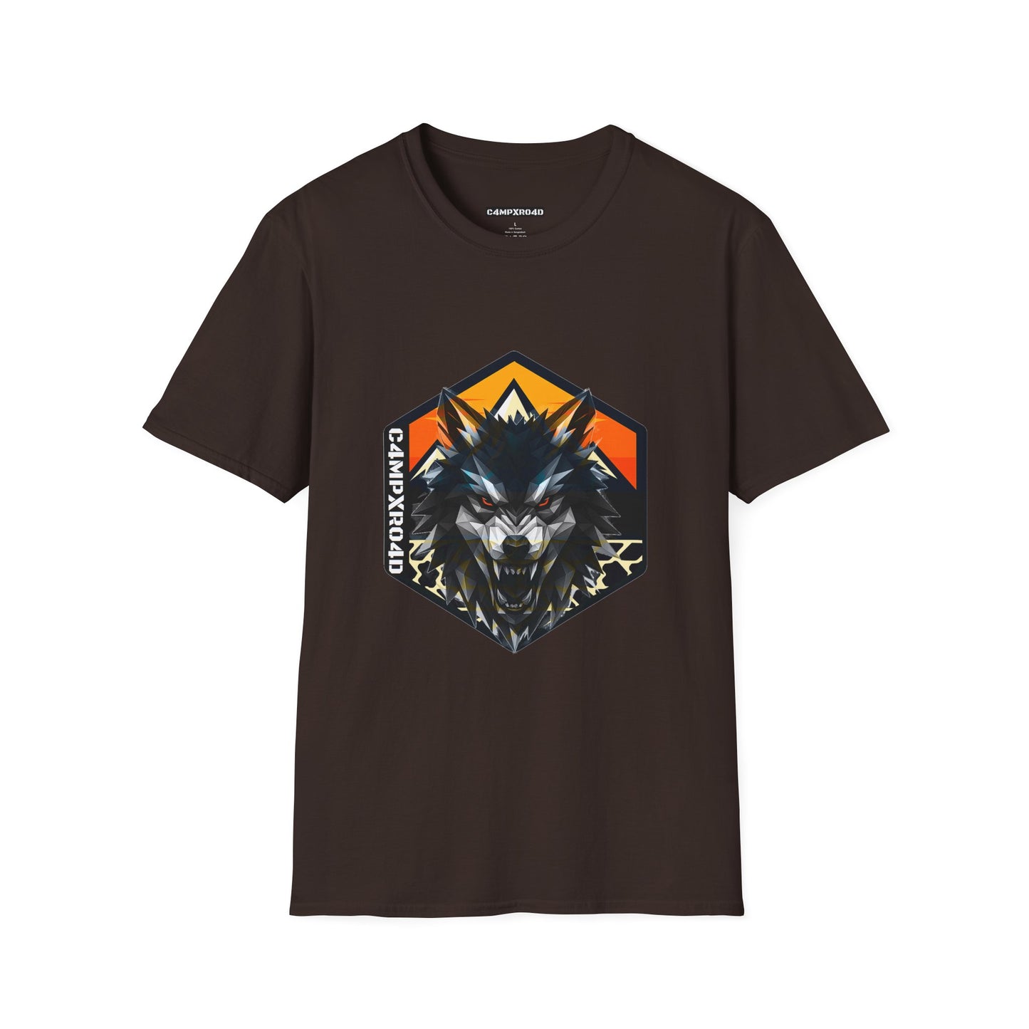 C4MPXRO4D Wolf Shield Camper Badge Soft Tee | Graphic T-Shirt