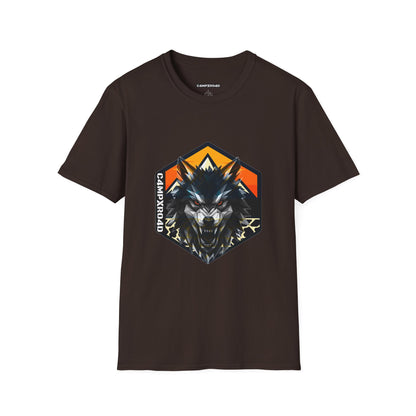 C4MPXRO4D Wolf Shield Camper Badge Soft Tee | Graphic T-Shirt