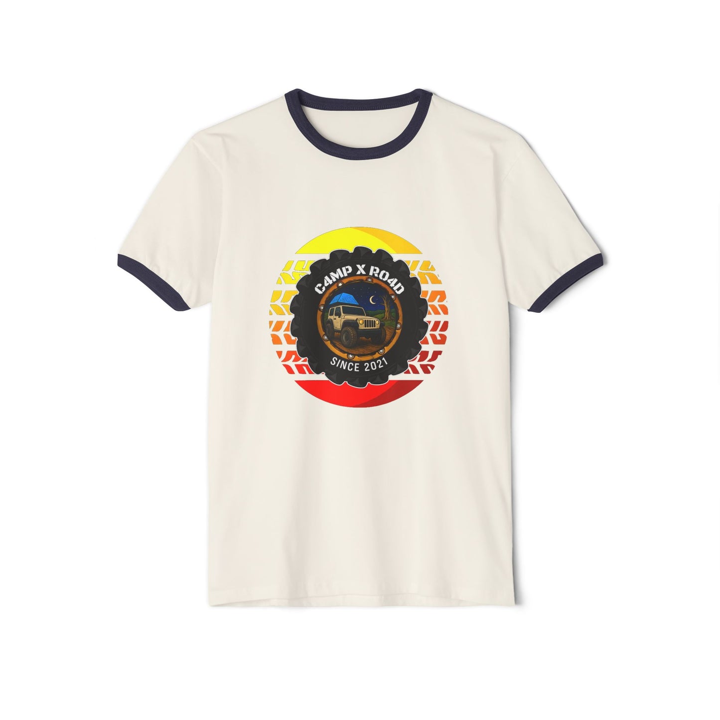 C4MPXRO4D Summer Camper Badge T-Shirt | ringer style