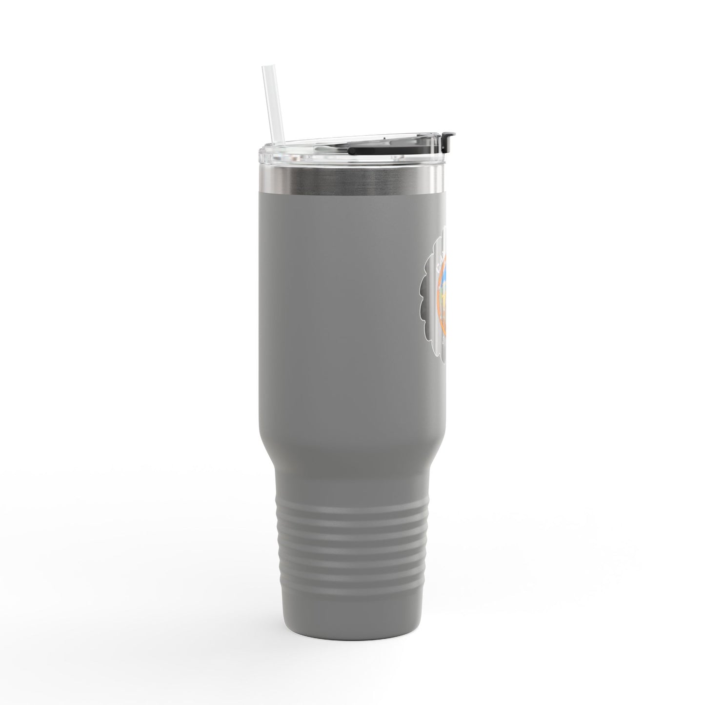 C4MPXRO4D Camper Badge 40oz Travel Mug | Insulated Tumbler with Straw