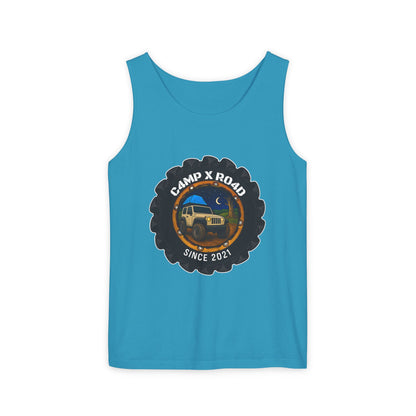C4MPXRO4D Camper Badge Tank Top | Graphic camping text tee