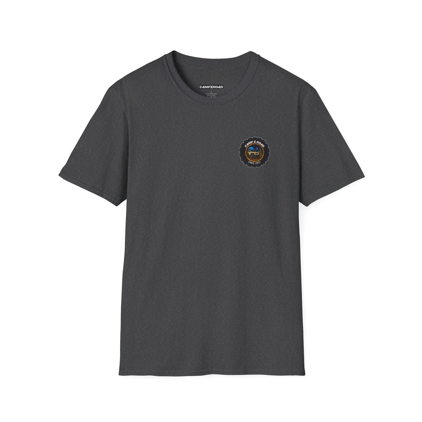 C4MPXRO4D Tiny Camper Badge Soft Tee | Graphic T-Shirt