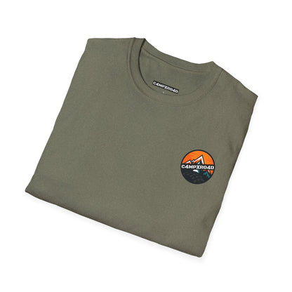C4MPXRO4D Tiny Rounded Shield Camper Badge Soft Tee | Graphic T-Shirt