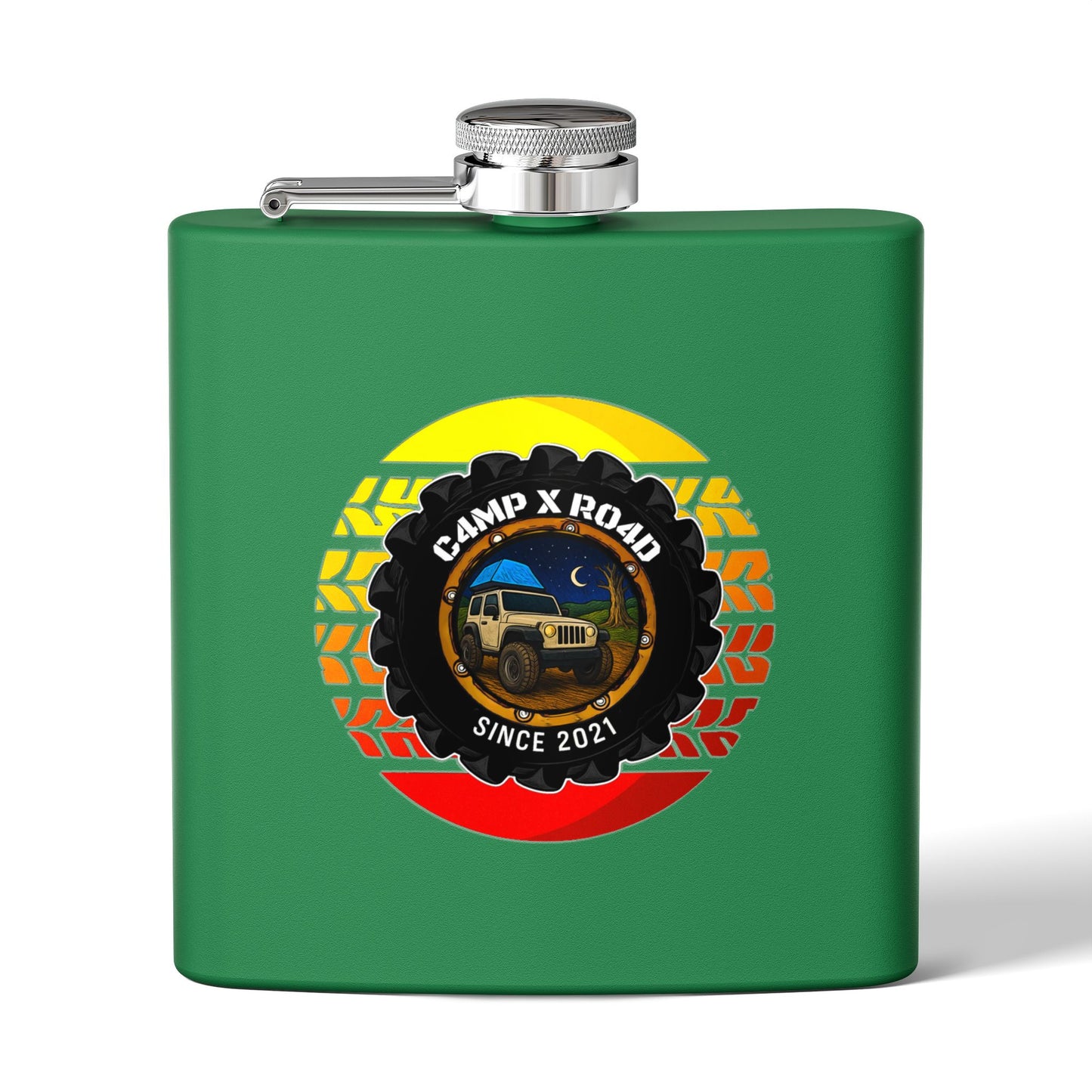 C4MPXRO4D Summer Camper Badge Flask