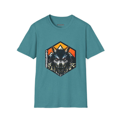 C4MPXRO4D Wolf Shield Camper Badge Soft Tee | Graphic T-Shirt